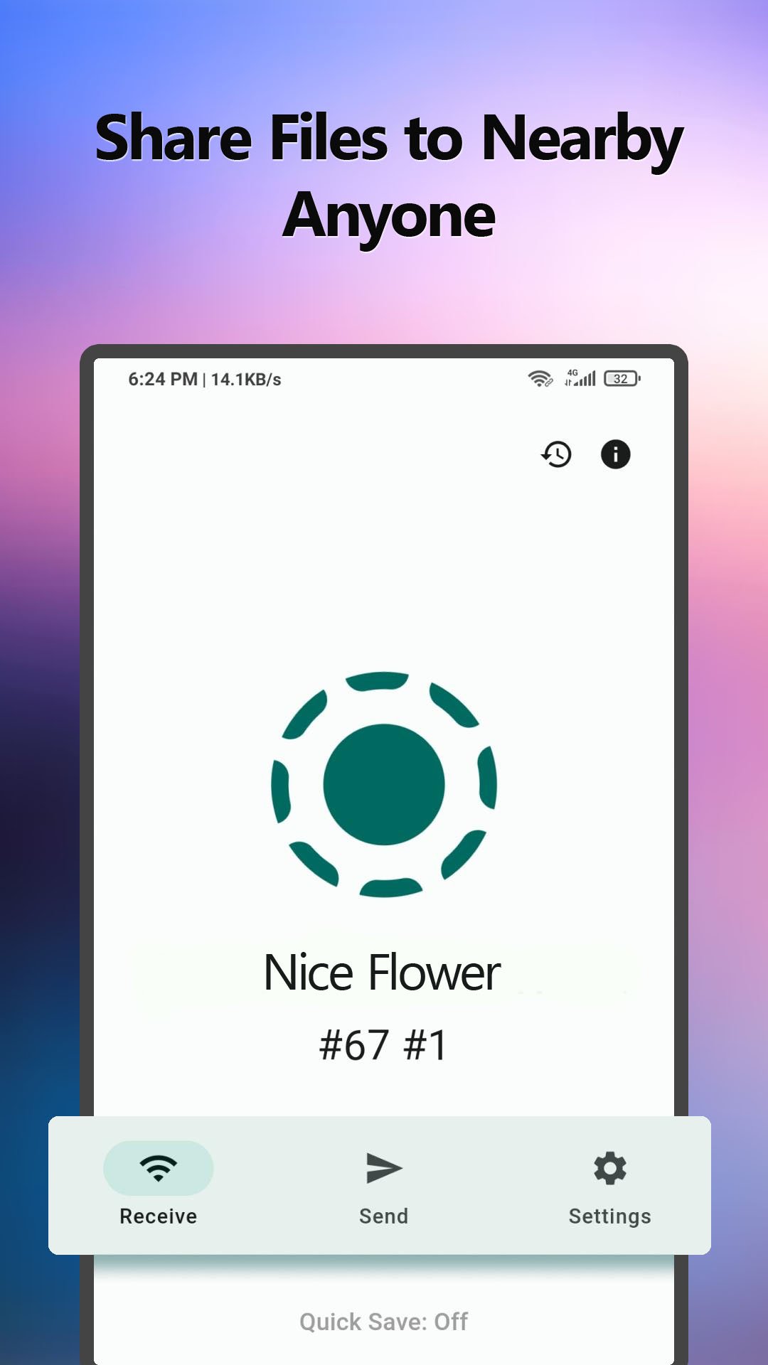 LocalSend running on an iPhone, showing the nearby-devices list
